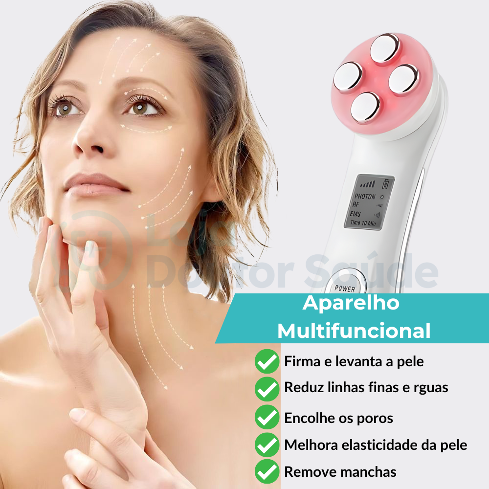 Massageador Facial Com Radiofrequência E Luz LED 5 Em 1